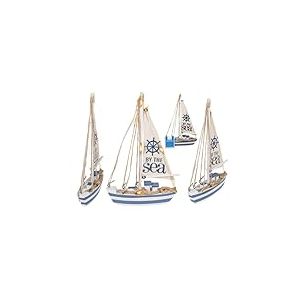 Out of the blue Voilier en Bois avec 7 LED, Environ 25 x 16 x 4 cm, Piles incluses