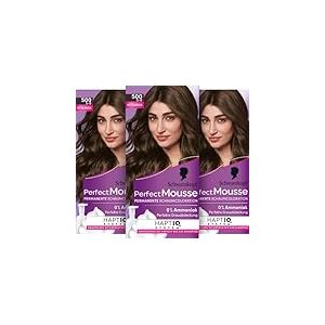 Schwarzkopf Perfect Mousse Colorant permanent en mousse 500/5-0 brun moyen (277,5 ml), couleur de cheveux avec une couverture grise parfaite, coloration pour soins intensifs et brillance &eacute;clatante