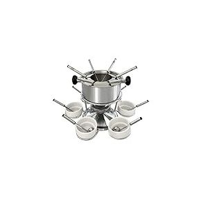 Fackelmann 1501750 Ensemble &agrave; fondue bourguignonne pour 6 personnes, fondue &agrave; la viande, fondue Chinoise, anti&eacute;claboussures, acier inoxydable, acier chrom&eacute;, c&eacute;ramique, diam&egrave;tre 17 cm