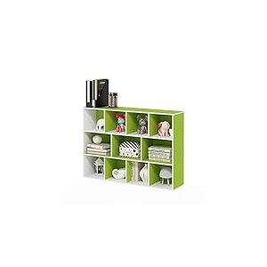 Furinno 7 Cube Reversible Bibliothèques, Bois, Blanc/Vert, Taille Unique, dense, One Size