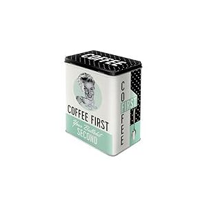 Nostalgic-Art Boîte de conservation rétro L, Coffee First – Idée de cadeau pour nostalgiques, Grande récipient à café métallique, Design vintage, 3 l
