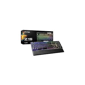EVGA Z15 RGB Gaming Keyboard, RGB Backlit LED, Hot Swappable Mechanical Kailh Speed Silver Switches (Linear)