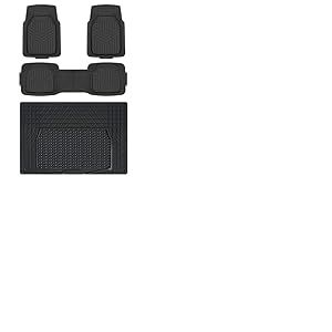 Amazon Basics Lot de 4 tapis de sol et de coffre robustes en PVC pour voitures, SUV, fourgonnettes toutes saisons, Noir