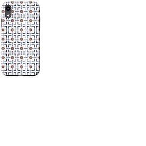 Carrelage &eacute;gyptien (2) octogonal Ambre et Bleu Personnel Coque pour iPhone XR