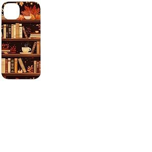 Bookish Étagère rétro d'automne Bibliothèque d'automne Coque pour iPhone 14 Plus