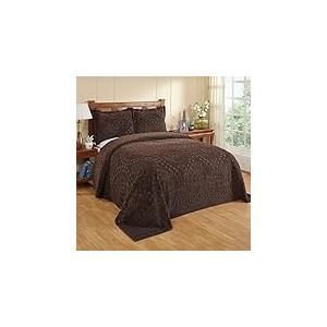 Better Trends Couvre-lit pour très Grand lit 100% Chenille de Coton, Doux et léger pour Toutes Les Saisons, Motif médaillon Chocolat, 304,8 x 279,4 cm