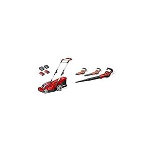 Einhell Tondeuse à Gazon sans Fil RASARRO 36/36 Kit Power X-Change (36V, Largeur Coupe : 36 cm, Jusqu’à 400m², Bac 45L) avec 2 Batteries 3,0 Ah et 2 Chargeurs + Souffleur sans Fil GE-UB 18/250 Li E