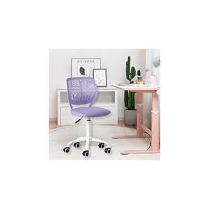 HOMYLIN Lot de 1 Chaise de Bureau pivotante sans accoudoirs pour Enfants avec Assise en Tissu et Dossier en Plastique, siège coloré réglable en Hauteur pour Enfants, étude, Jeux d'enfants, Violet