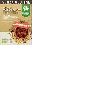 Probios Organic Fusilli Red Lentil Pasta - Riche en protéines et en fibres - Pates sans gluten - 250 g