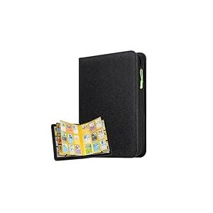 Euqvunn Classeur de Cartes &agrave; Collectionner avec Fermeture &Eacute;clair, 24 Feuilles 432 Poches Classeur Cartes avec 2 Pages en Vedette, Side-loading livre carte pour TCG, MTG, Yu-Gi-Oh (noir)