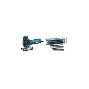 Makita 4351FCTJ Scie Sauteuse à Pendule 135 mm, avec LED, 720W Noir/Vert/Argent & B-44410 Assortiment/Lames de Scie Sauteuse, Gris