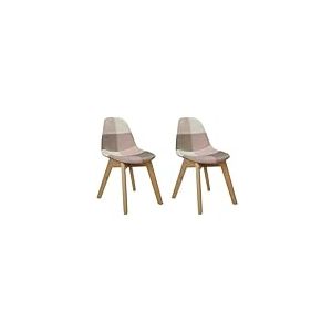 HOME DECO KIDS, HD6746, Lot de 2 Chaises, Modèle Léonie, Patchwork Enfant Design Scandinave, Confort Optimal, Bi-Matière, Idéale pour Jouer et Lire, Dimensions Pratiques 39x57,8x31 cm, Couleur Rose