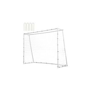 VEVOR Entraîneur de rebond de football, équipement d'entraînement de football en fer de 2,4 x 1,8 m, mur de rebond de football sportif avec filet de rebond double face et but, parfait pour la pratique