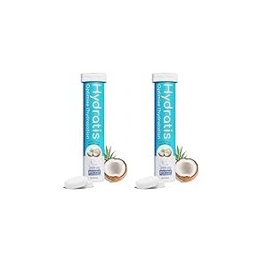 HYDRATIS - Pastilles Effervescentes Noix de Coco - Optimise l'Hydratation - Riche en Minéraux - Faible en Sucre - Goûts Légers - Sport, Crampes, Récupération - 20 Pastilles (Lot de 2)