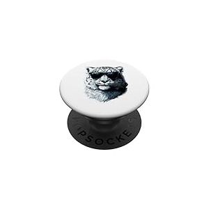Léopard des neiges, animal léopard blanc, visage de léopard des neiges PopSockets PopGrip Adhésif