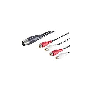 1aTTack.de Lot de 5 c&acirc;bles adaptateur audio DIN 5 broches vers 4 prises RCA femelles de 0,2 m - Connecteurs moul&eacute;s - Contacts nickel&eacute;s - Parfait pour les installations de musique HiFi - &Eacute;quipement de