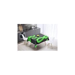 Bonamaison, Anti-moisissure, S&eacute;chage Rapide, R&eacute;sistant aux Taches, Lavable en Machine, 100% Polyester Nappe de Table, Fum&eacute;e Verte n&eacute;on, 140 x 140 Cm - Con&ccedil;u et Fabriqu&eacute; en Turquie