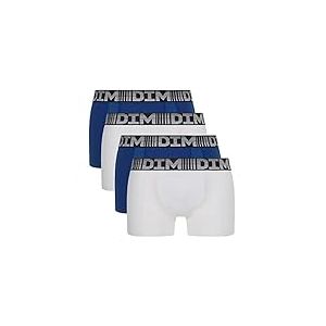 DIM Boxer Homme 3D Flex Air Respirabilité & Liberté De Mouvement x4, Bleu Acier/Blanc, L