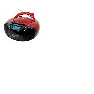 Sunstech CXUM53 Radio CD/Cassette Portable stéréo de 2 W, CD/R/RW/MP3/WMA FM USB/AUX-in, Couleur Rouge.