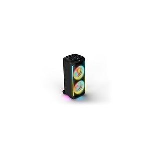 Philips TAX5000E Enceinte Bluetooth pour Les fêtes, 200W Max., Bass+, Jeu de lumières, autonomie de 14h, TWS et Auracast, entrées Micro/Guitare, Indice IPX4 et contrôle à partir de l’Application
