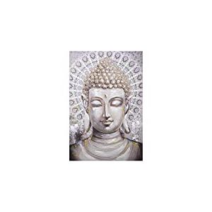 DRW Tableau Toile Bois Rectangulaire avec Bouddha Multicolore 80x3x120 cm