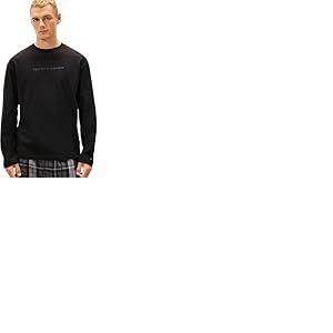 Tommy Hilfiger T-Shirt Manches Longues Homme Logo Haut de Pyjama, Noir (Black), M