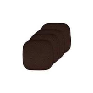 Sweet Home Collection Lot de 4 Coussins de Chaise en Mousse à mémoire de Forme, Motif nid d'abeille, Dos en Caoutchouc antidérapant, Arrondi, carré, 40,6 x 40,6 cm, Marron