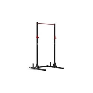 Ultrasport Mixte Banc de musculation-Cage &agrave; Squats en Acier Massif, avec 2 Barres de S&eacute;curit&eacute;, Barre de Traction, Barre de Dips, Rameur - Noir-Rouge