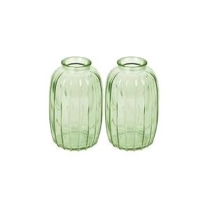 Talking Tables Vase Soliflore en Verre Vert pour Fleurs D&eacute;coration &Eacute;l&eacute;gante Centre de Table Mariage Rebord de Fen&ecirc;tre F&ecirc;tes Jardin D&icirc;ner d'&Eacute;t&eacute; Chemin&eacute;e Cadeau Hauteur 12 cm (Lot de 2)