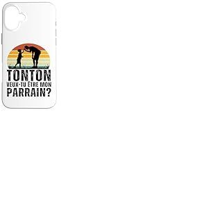 Tonton Veux-tu être Mon Parrain Cadeau Demande Parrain Rétro Coque pour iPhone 16 Plus