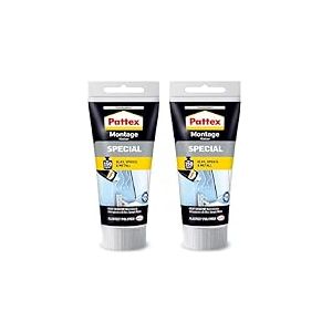 Henkel Pattex Colle de Montage sp&eacute;ciale 2 Tubes de 80 g, Colle pour Verre, Miroir et m&eacute;tal, pour l'int&eacute;rieur et l'ext&eacute;rieur, pour mat&eacute;riaux Non absorbants, Transparent