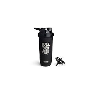 Smartshake Rockband Reforce - Bouteille shaker prot&eacute;in&eacute;e en acier inoxydable, 900 ml, couvercle &eacute;tanche &agrave; visser, sans BPA, non isol&eacute;, unisexe (logo Metallica, Kill 'Em All)