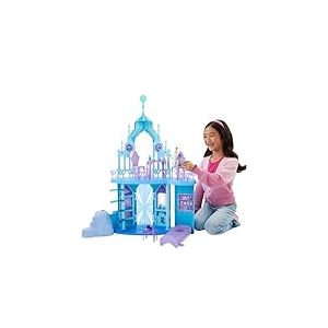 Mattel Disney La Reine des Neiges Palais de Glace d’Elsa avec Figurine Olaf, 5 Zones de Jeu et 21 Accessoires, Plus de 80 cm de Haut, inspiré des Films, JGG41