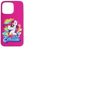 Emilia Nom personnalisé Cadeau Licorne Coque pour iPhone 15 Pro Max