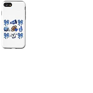 Blue Football Mom Coquette Noeuds Jour de match Football Maman Coque pour iPhone SE (2020) / 7 / 8