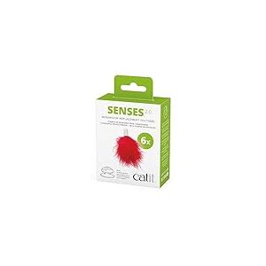 catit Cat Senses 2.0 Repuesto Plumas 6 pièces, A Pois, Couleur Rouge, 43143