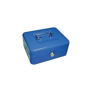 Q-Connect 937657 Caisse Monnaie Structure Acier &Eacute;paisseur Plateau Amovible Espace Billets Plastique Bleu