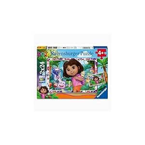 Ravensburger - Puzzle Enfant - Lot de 2 Puzzles 24 pièces - l'univers de Dora l'exploratrice - Fille ou garçon dès 4 Ans - Puzzle de qualité supérieure - 2 Posters à Taille réelle - 12004199