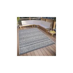 Hanse Home Loto Tapis d'ext&eacute;rieur r&eacute;sistant aux intemp&eacute;ries, Motif Ethnique Moderne, boh&egrave;me, imperm&eacute;able, Robuste - Tissage Plat pour Jardin, Balcon, terrasse, Salon - Beige - 63 x 120 cm