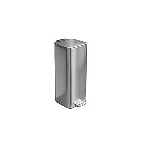 Amig - Poubelle à pédale 30 litres Mod. Artvin - Finition chromée - Ouverture hygiénique sans contact - 27 x 36 x 65 cm - Acier inoxydable chromé - Poubelle de cuisine avec couvercle hermétique