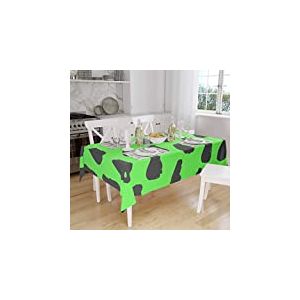 Bonamaison, Anti-moisissure, Séchage Rapide, Résistant aux Taches, Lavable en Machine, 100% Polyester Nappe de Table, Fumée Verte néon, 140 x 160 Cm - Conçu et Fabriqué en Turquie