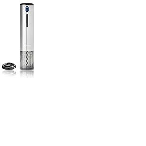 Qpractiko | Tire-bouchon &eacute;lectrique rechargeable | Acier inoxydable, argent, polycarbonate | Ouvre 70 bouteilles, chargeur USB, indicateur LED, coupe-capsule inclus | Ouverture rapide et pr&eacute;cise