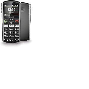 Emporia Simplicity - T&eacute;l&eacute;phone Portable pour Personnes &acirc;g&eacute;es, Volume &eacute;lev&eacute;, &eacute;cran Couleur 2", Touches Grandes, Bouton SOS, Socle de Charge, M4/T4 Compatible avec Les Aides auditives, Noir (Italie)