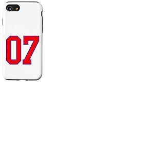 Numéro 07 style sportif universitaire en rouge, bleu, blanc Coque pour iPhone SE (2020) / 7 / 8