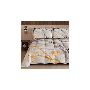 PETTI Artigiani Italiani - Couette Une Place et demie d'hiver, Couette Une Place et demie, Couette Double Face Couleur Unie et Impression num&eacute;rique marbre Gris Clair, fabriqu&eacute;e en Italie