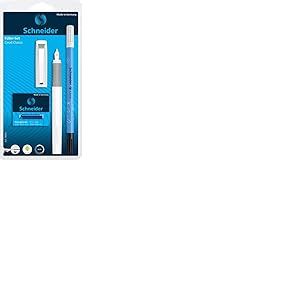 Schneider Ceod Classic Set d'écriture avec stylo plume, 6 cartouches et tueur d'encre (droitier et gaucher, pointe M, couleur de l'encre : bleu roi) blanc