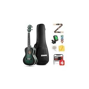 Ukulélé Concert Professionnel - Donner Kit Ukulélé 23 pouces en Acajou pour Débutants Adultes Enfants avec Leçons en ligne Sac Sangle Accordeur Cordes Médiators Chiffon de nettoyage, DUC-200B Bleu