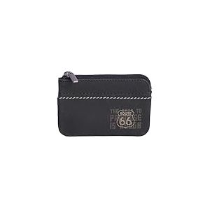 ROUTE 66 David Homme en Cuir Petit Portefeuille en Cuir avec Porte-clés Boîte de présentation Noir Standard, Noir, Estándar