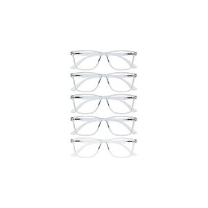OPULIZE NYX Lunette anti lumiere bleue femme & homme - Lunette Loupe Ecran/Gaming - Lot de 5 - Anti-éblouissement, UV400, Légère - Rectangulaire - Translucide - + 1,50