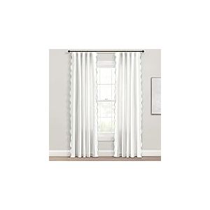 Lush Decor Paire de Rideaux à Bords festonnés filtrant la lumière Style Bord de mer Chic pour Salon, Bleu et Blanc, 132,1 x 213,4 cm, (l x L)